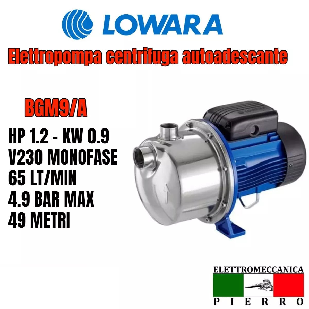 Elettropompa Autoadescante Lowara BGM5/A - Centrifuga Con Eiettore - Acciaio Inox - Per Acqua E Liquidi - Foto 3