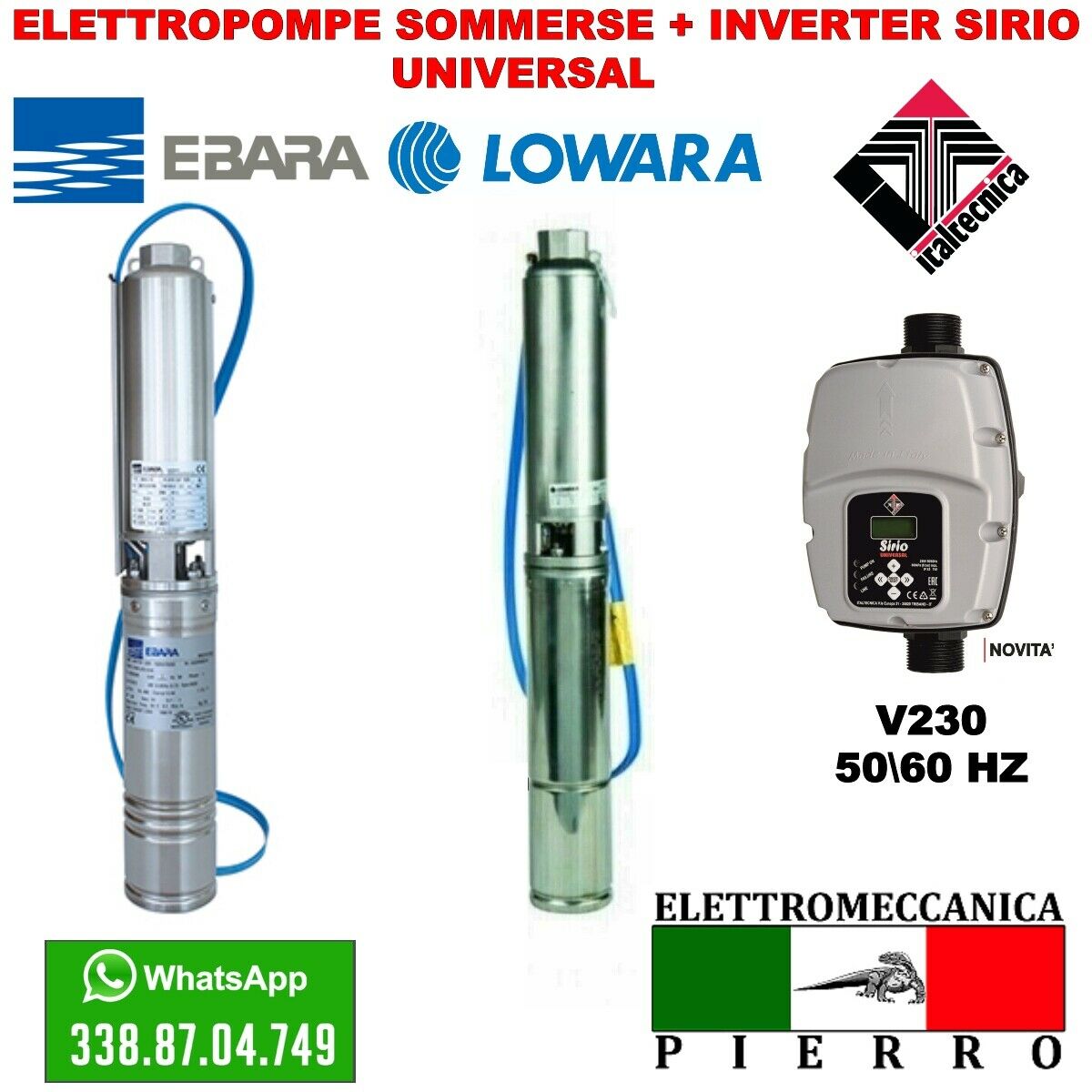POMPA SOMMERSA PER POZZI LOWARA EBARA INVERTER 4G11M 4GS7M 4WN4-9 4WN4 –  Elettromeccanica Pierro Shop