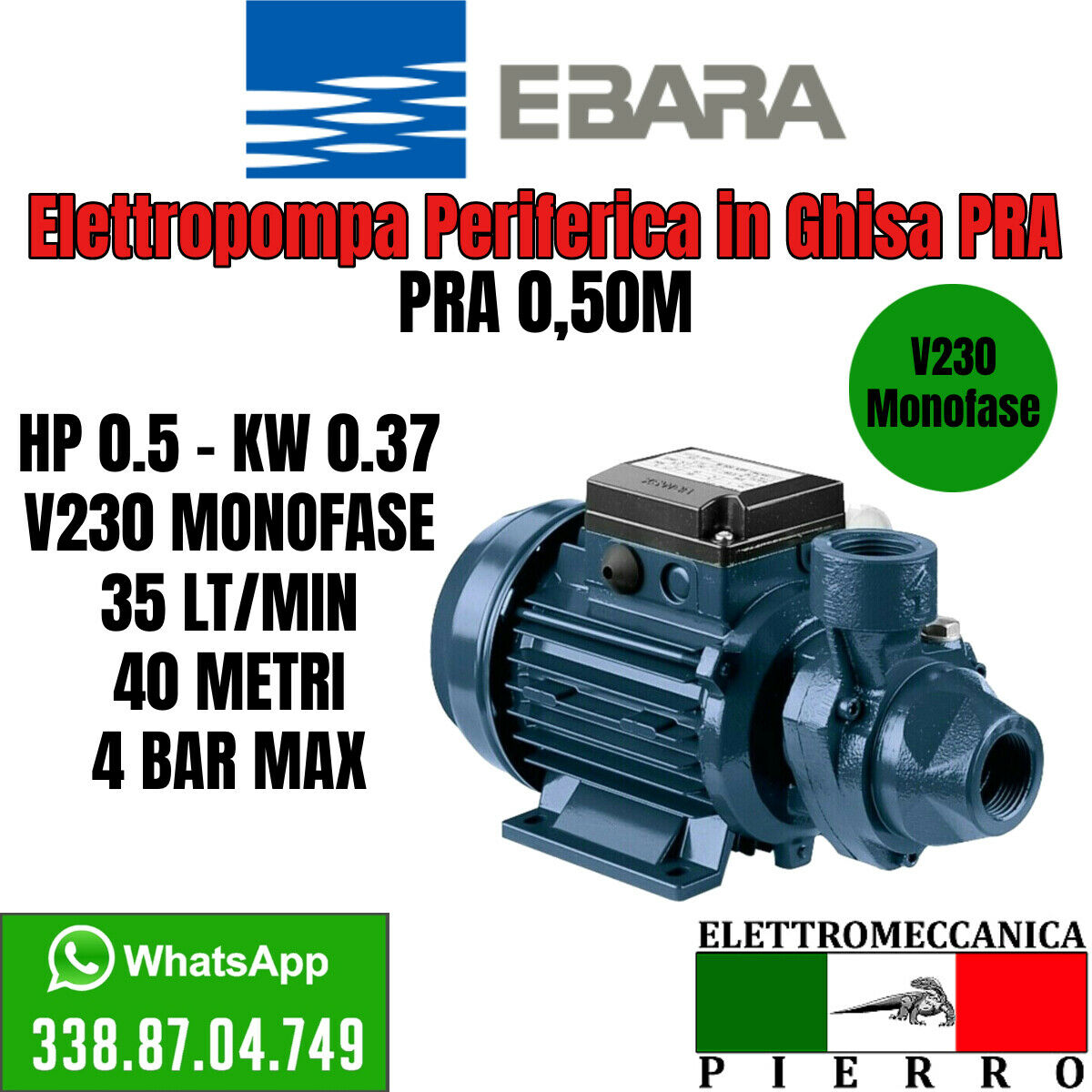 Elettropompa Periferiche Acqua Autoclave Centrifuga in ghisa PRA 0.50 –  Elettromeccanica Pierro Shop