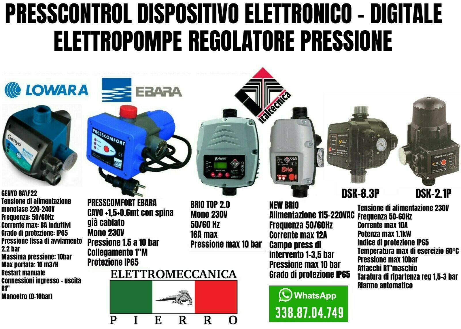 SMART PRESS CONTROL PRESSCONTROL REGOLATORE PRESSIONE POMPA AUTOCLAVE –  Elettromeccanica Pierro Shop