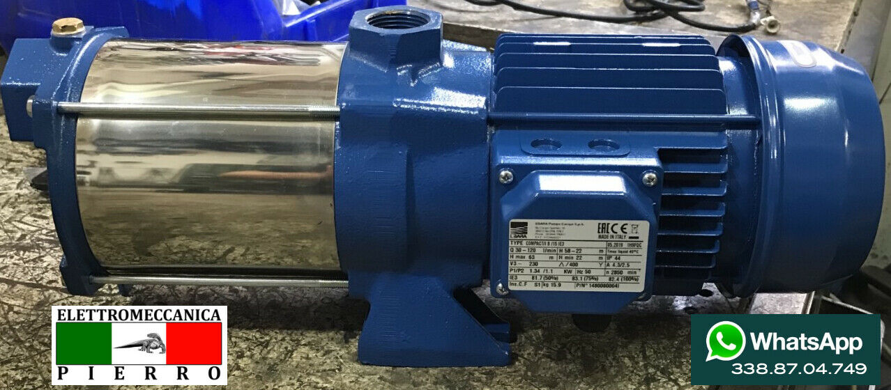 EBARA Pompa Compact AM/10 Multistadio Orizzontale - 1 HP, 0.75 KW, 220V, Per Pressurizzazione E Irrigazione