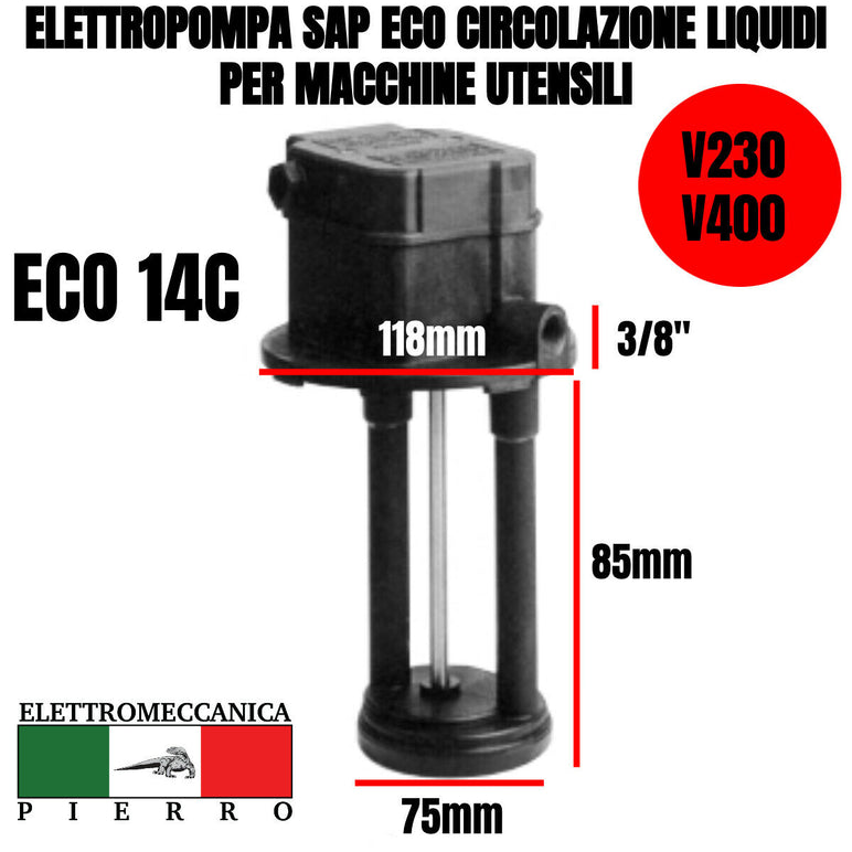Pompa Elettrica SAP ECO Per Macchine Utensili - Ricircolo Acque 230/400V, Modello ECO14C-85MM - Foto 11