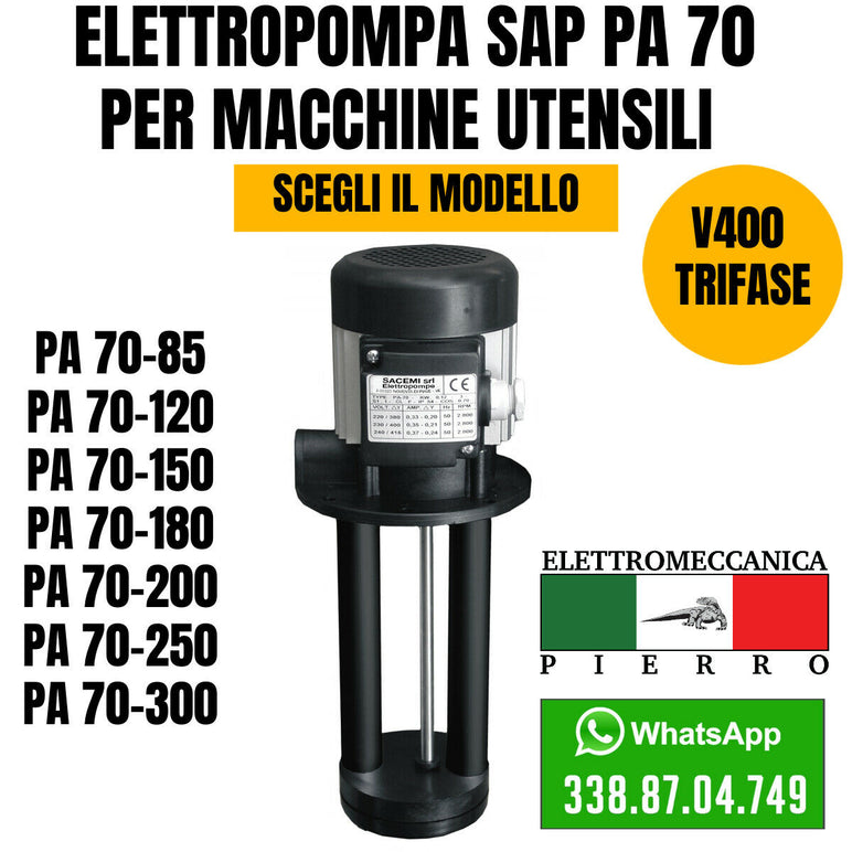 Logo elettromeccanica Pierro elettromeccanica express  Elettropompa sacemi per macchine utensili SAP PA 70 (2694152)