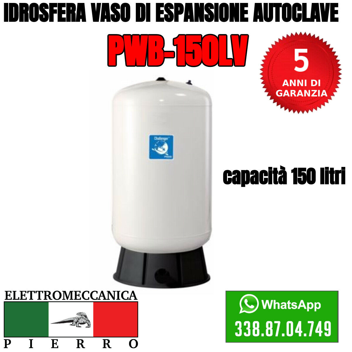 Vaso espansione per autoclave idrosfera 8 Lt. HydroPro Verticale 3/4