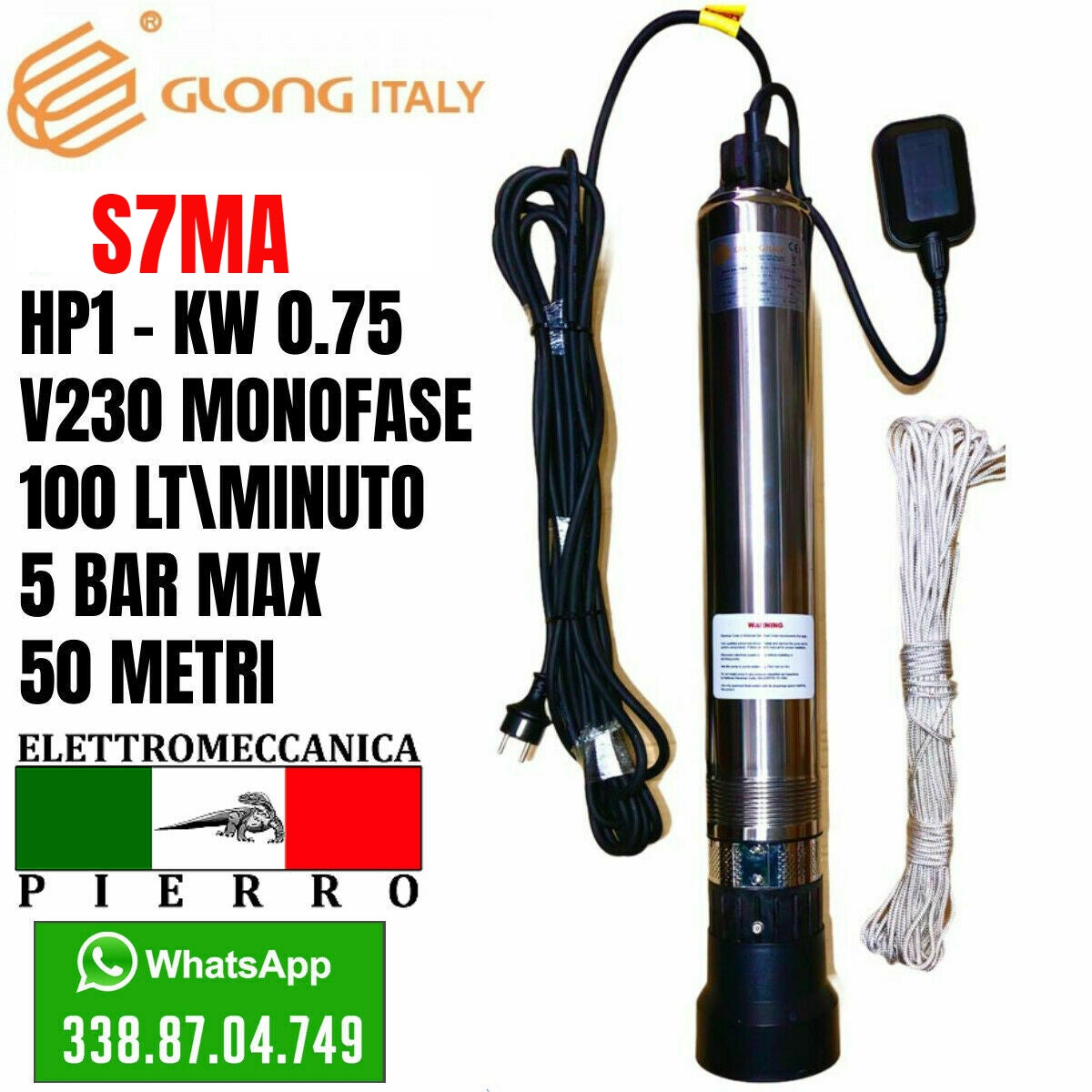 MOTORE PER POMPA Sommersa Pozzo Ebara 4Oy 4Trifase Hp1 1.5 Hp2 3 Hp4 5 MOTORE PER POMPA Sommersa Pozzo Ebara 4Oy 4Trifase Hp1 1.5 Hp2 3 Hp4 5