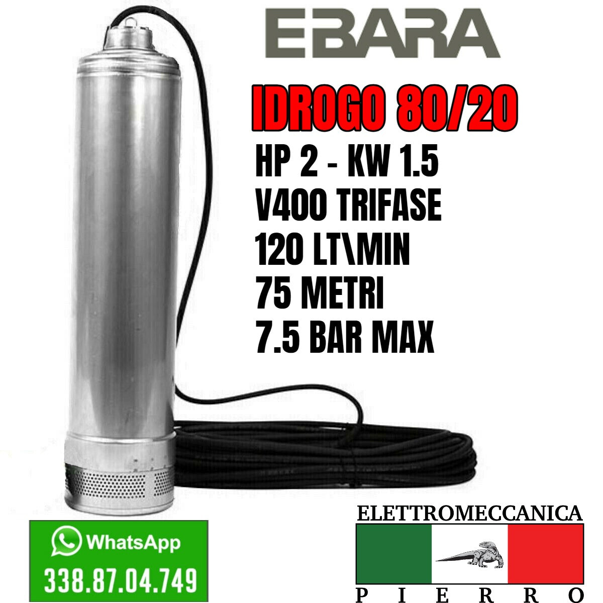 Pompa Centrifuga 1300W 5 Stadi - Autoadescante, Acciaio Inox, Max 98m Prevalenza - Foto 7