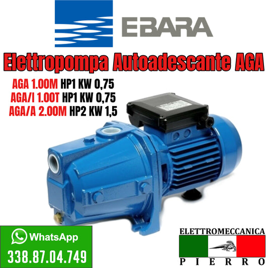 POMPA AUTOADESCANTE EBARA AGA1.00M AGA100 AGA2.00M AGA200 V230 V400 HP1 HP2 Logo elettromeccanica Pierro elettromeccanica Express assistenza