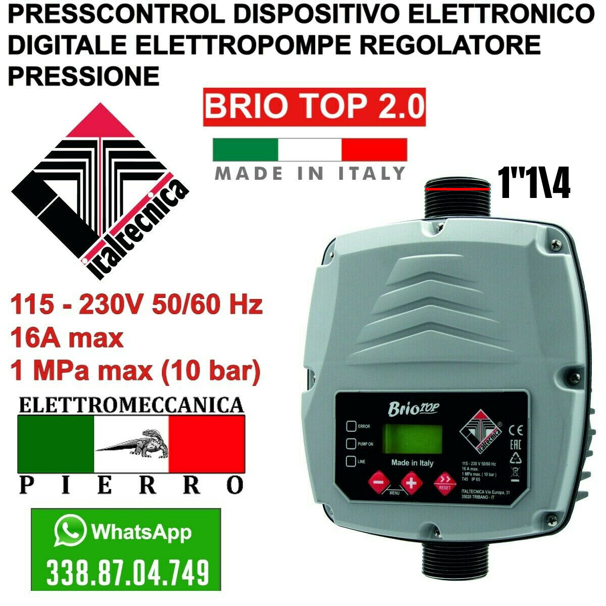Smart PRESSCONTROL Brio Top 2.0 Logo Italtecnica Elettromeccanica Pierro assistenza